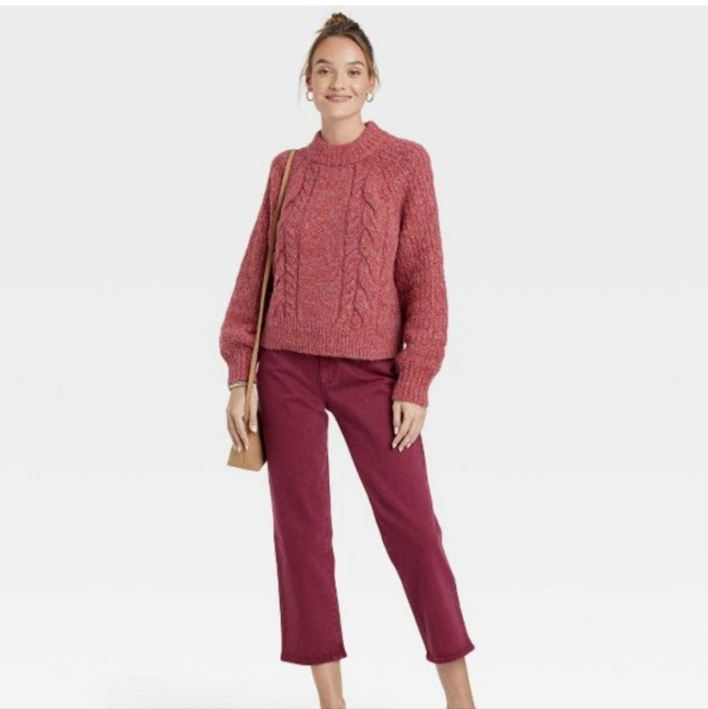 Red Mock Neck Sweater